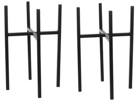 Mica Decorations Plantenstandaard - 2x stuks - zwart - H35 x B21 cm - metaal - planten verhoger - plantenpot/bloempot