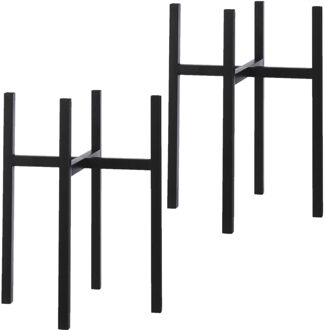 Mica Decorations Plantenstandaard - 2x - verhoger - zwart - H50 x B36 cm