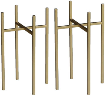 Mica Decorations Plantenverhoger - 2x - goud - H25 x B14 cm - metaal - plantenstandaard - verhoger