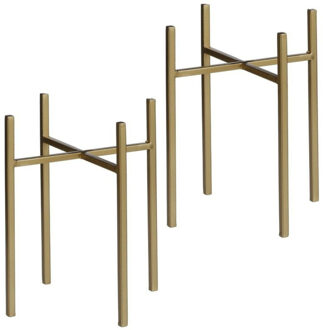 Mica Decorations Plantenverhoger - 2x - goud - H25 x B16 cm - metaal - plantenstandaard - verhoger