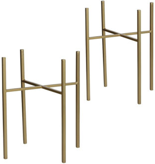 Mica Decorations Plantenverhoger - 2x - goud - H35 x B21 cm - metaal - plantenstandaard - verhoger