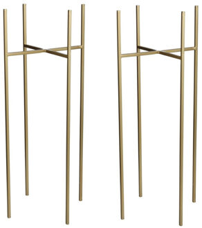 Mica Decorations Plantenverhoger - 2x - goud - H55 x B24 cm - metaal - plantenstandaard - verhoger