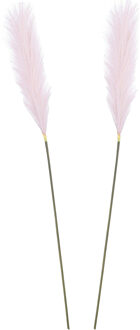 Mica Decorations Pluimgras losse steel/tak - 2x - lila paars - 104 cm - Decoratie kunst pluimen