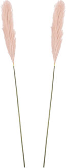 Mica Decorations pluimgras losse steel/tak - 2x - pastel roze - 104 cm - decoratie kunst pluimen - Kunstplanten