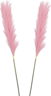 Mica Decorations pluimgras losse steel/tak - 2x - roze - 104 cm - decoratie kunst pluimen - Kunstplanten