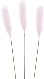 Mica Decorations Pluimgras losse steel/tak - 3x - lila paars - 104 cm - Decoratie kunst pluimen