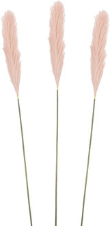 Mica Decorations pluimgras losse steel/tak - 3x - pastel roze - 104 cm - decoratie kunst pluimen - Kunstplanten