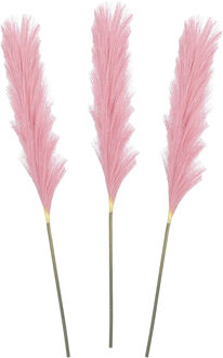 Mica Decorations pluimgras losse steel/tak - 3x - roze - 104 cm - decoratie kunst pluimen - Kunstplanten