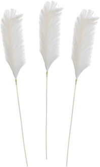 Mica Decorations Pluimgras losse steel/tak - 3x - zachtgeel - 104 cm - Decoratie kunst pluimen