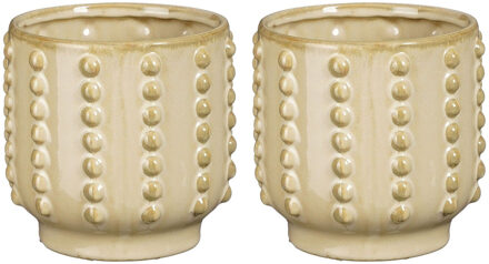 Mica Decorations Pot - 2x - boaz - gebobbeld - beige - 13 x 14 cm