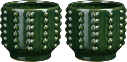 Mica Decorations Pot - 2x - boaz - gebobbeld - groen - 11 x 13 cm