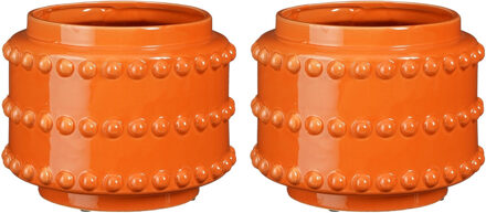 Mica Decorations Pot - 2x - boaz - gebobbeld - oranje - 19 x 22 cm
