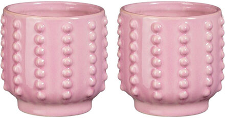 Mica Decorations Pot - 2x - boaz - gebobbeld - roze - 13 x 14 cm