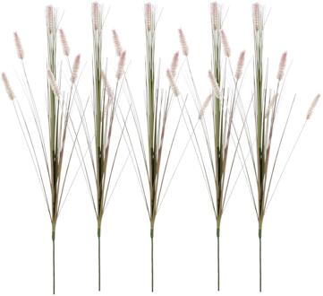 Mica Decorations Rietgras/pluimgras kunstplant losse steel - 10x - takken - groen/paarse pluimen - 84 cm