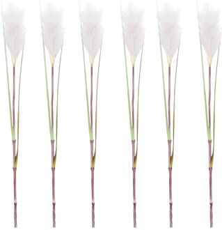 Mica Decorations Rietgras/pluimgras kunstplant losse steel - 6x - takken - roze/witte pluim - 72 cm