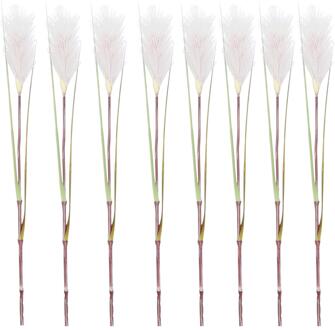 Mica Decorations Rietgras/pluimgras kunstplant losse steel - 8x - takken - roze/witte pluim - 72 cm