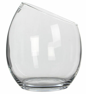 Mica Decorations Schuine schaal/vaas Kathi - gerecycled glas - helder transparant - D23 x H25