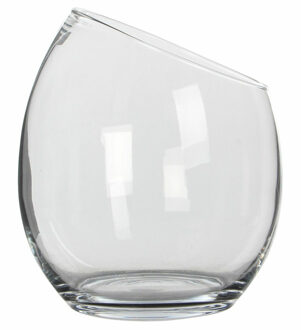 Mica Decorations Schuine schaal/vaas Kathi - gerecycled glas - helder transparant - D28 x H32