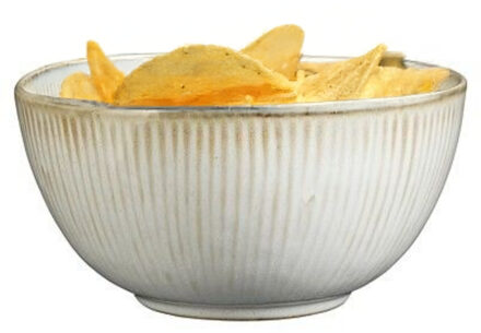 Mica Decorations Serveer/chips schaaltje Nusa - creme - 14 x 7 cm - keramiek - kommetjes