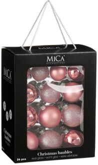 Mica Decorations Set - Kerstballen - Roze