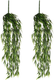 Mica Decorations Set van 2x stuks bamboe kunstplant hangend 80 cm - Plafond of vanaf kast