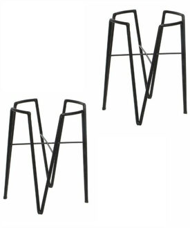 Mica Decorations Set van 2x stuks - bloempot plantenstandaard/verhoger - zwart - H38 x D29 cm