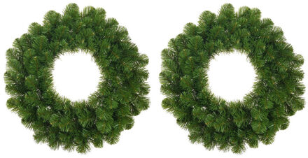 Mica Decorations Set van 2x stuks groene kerstkransen/deurkransen 45 cm - Kerstkransen