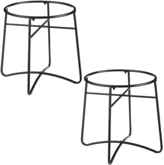 Mica Decorations Set van 2x stuks plantenpot/bloempot plantenstandaard/verhoger Gion zwart metaal 56 x 40 cm
