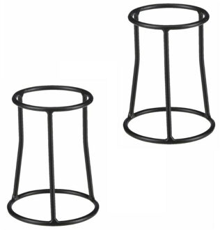 Mica Decorations Set van 2x stuks plantenpot/bloempot plantenstandaard/verhoger zwart metaal 17 x 13 cm