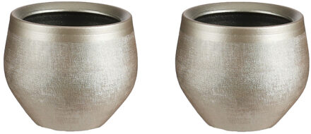 Mica Decorations Set van 3x stuks bloempotten goud keramiek voor kamerplant H13 x D16 cm