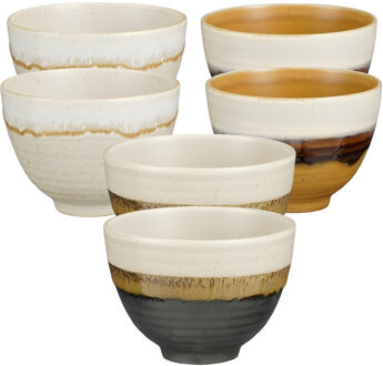 Mica Decorations Soepkom Ethan - 6x stuks - 8 x 11 cm - porselein - kommetje / schaaltje