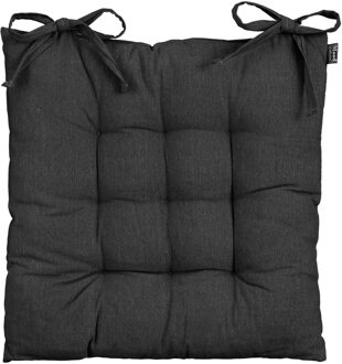 Mica Decorations stoelkussen Paddy - zwart - 46 x 46 x 7 cm - touwtjes sluiting - binnen/buiten
