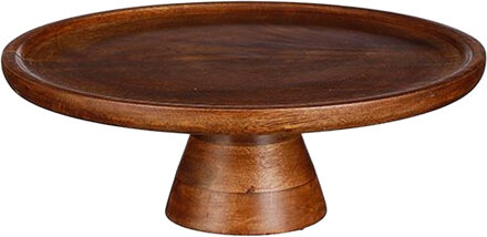 Mica Decorations Tabo Taartplateau/standaard - mango hout - bruin - 10 x 30 cm - met voet