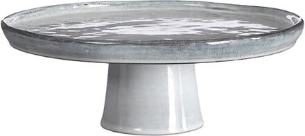 Mica Decorations Tabo Taartplateau/standaard - porselein - grijs - 10x 27 cm - met voet