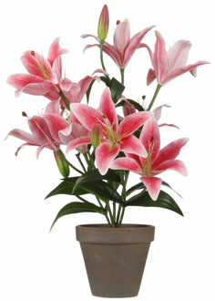 Mica Decorations Tigerlily/tijgerlelie kunstplant - fuchsia - 47 cm - Kunstplanten/nepplanten