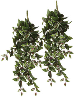 Mica Decorations Tradescantia kunstplant - 2x - hangplant - 54 x 17 cm - Kamer/kantoor planten