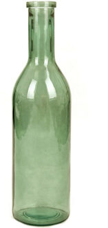 Mica Decorations Transparante/groene fles vaas/vazen van eco glas 18 x 75 cm