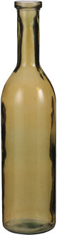 Mica Decorations Transparante/okergele fles vaas/vazen van eco glas 18 x 75 cm