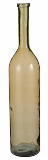 Mica Decorations Transparante/okergele grote fles vaas/vazen van eco glas 21 x 100 cm