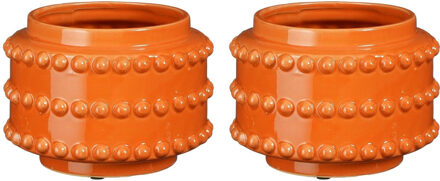 Mica Decorations Vaas - 2x - boaz - gebobbeld - oranje - 13 x 17 cm