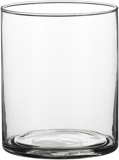Mica Decorations Vaas - cilinder - helder glas - D12 x H15 cm - Bloemenvaas