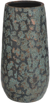 Mica Decorations Vaas - flakes groen/koper - 35 x 17 cm - keramiek - bloemenvaas - plantenpot