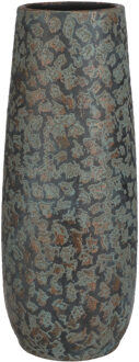 Mica Decorations Vaas flakes - groen/koper - 55 x 21 cm - keramiek - bloemenvaas - plantenpot