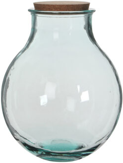 Mica Decorations Vaas Terrarium - rond - met kurk - glas - 29 x 38 cm - transparant - kurk dop