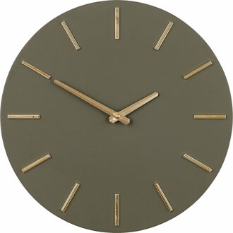 Mica Decorations Wandklok - donker groen - D36 cm - aluminium - muur klok - rond