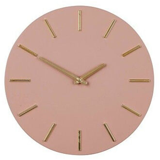Mica Decorations Wandklok - roze/goud - D36 cm - aluminium - muur klok - rond