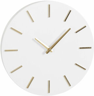 Mica Decorations Wandklok - wit/goud - D35,5 cm - aluminium - muur klok - rond