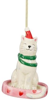 Mica Decorations Witte Kat - Kerstornament - Off white
