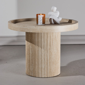 Micah houten bijzettafel beige - Ø 60 cm