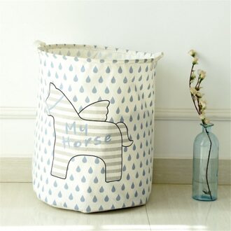 MICCK Wasmand Grote Capaciteit Cartoon Waterdichte Opvouwbare Linnen Wassen Mand Voor Kinderen Opslag Speelgoed Doos Organiseren MyHorse